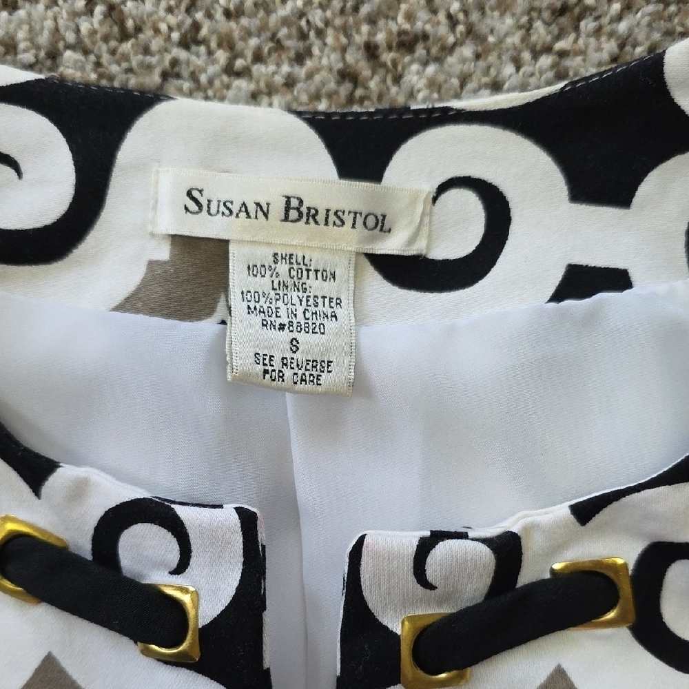 Susan Bristol Black and Cream Patterned Blazer - Picture 2 of 6